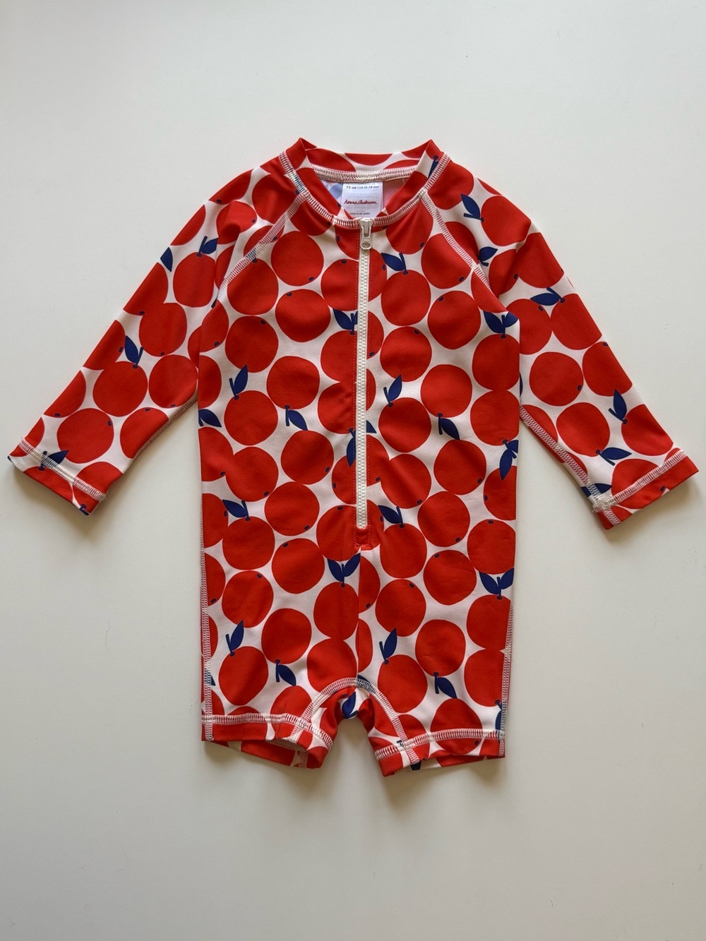 Hanna Andersson Baby Girl Rashguard Swimsuit, Orange Print - Size 12-18M